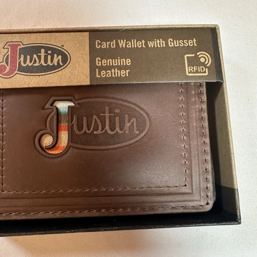 Justin Wallet Card Wallet With Gusset Genuine‎ Leather RFID New